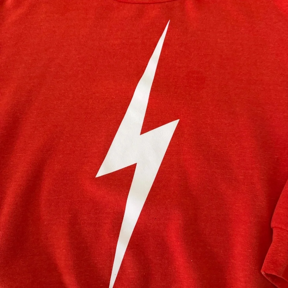 LIKE NEW Aviator Nation BOLT RELAXED CREW SWEATSHIRT - RED / WHITE (Size Small) - Picture 5 of 11